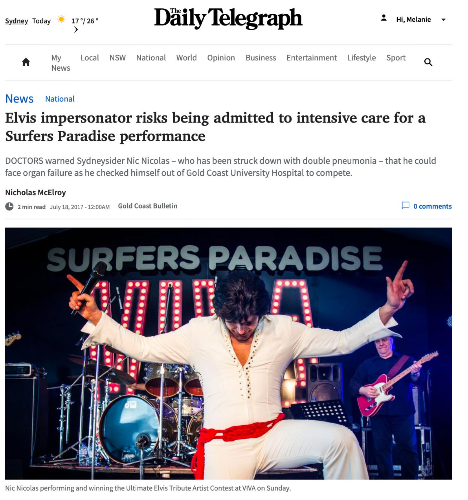 Nic King: Australia's Elvis Tribute Artist and Musician